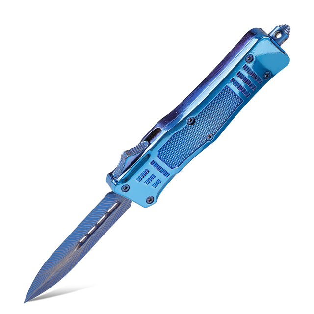 112SBLDMDP – 4.15″ Blue Titanium Dagger Blade OTF Knife