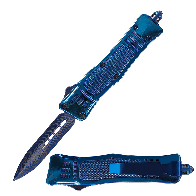 112SBLDMDP – 4.15″ Blue Titanium Dagger Blade OTF Knife