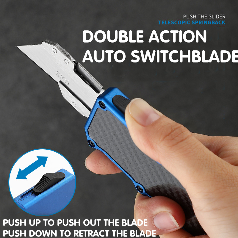Aluminum & Carbon Fiber Handle OTF Utility Knife