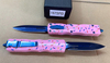 7.5" Pink Sprinkle Death Stalker Automatic Dual Action Out The Front Knife