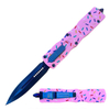 7.5" Pink Sprinkle Death Stalker Automatic Dual Action Out The Front Knife