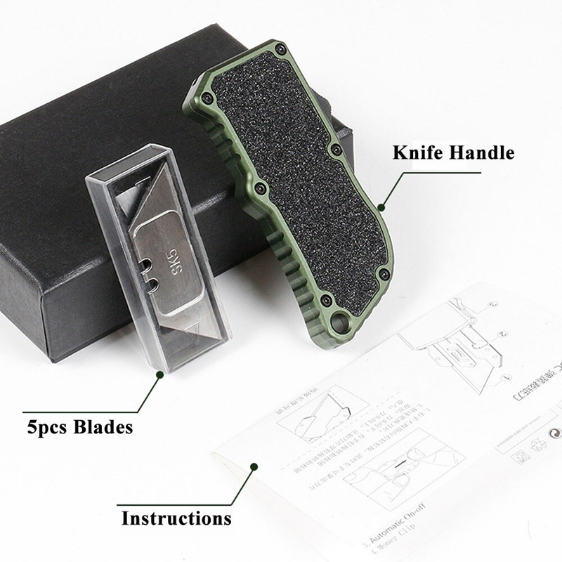 Aluminum & Sandpaper Handle OTF Box Cutter