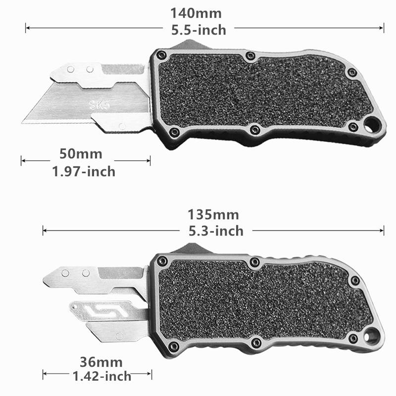 Aluminum & Sandpaper Handle OTF Box Cutter
