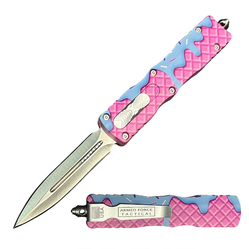 7" Pink Donut Sprinkle Frosting Automatic Out The Front Knife