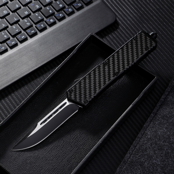 Black Tactical Carbon FIber OTF Knife Supplier
