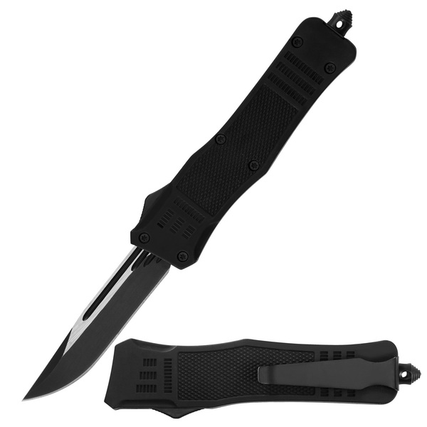TX1539 Delta Force Black Phantom DA OTF Automatic Knife Black Drop Point