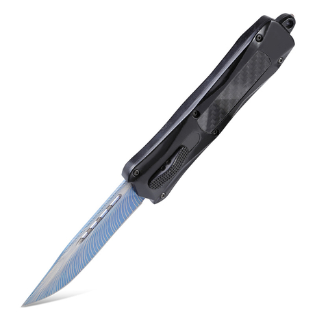 Tactical Black Carbon Fiber OTF Switchblade Knife