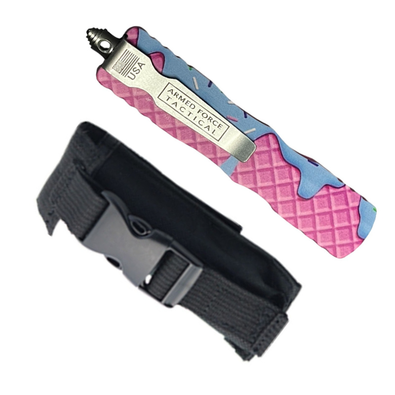 7" Pink Donut Sprinkle Frosting Automatic Out The Front Knife